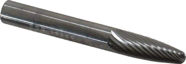 SGS Pro - 1/4" Cut Diam, 1/4" Shank Diam, Tree Head Single Cut Burr - Carbide, Radius End, 3/4" LOC - Apex Tool & Supply