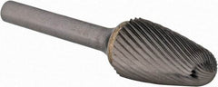 SGS Pro - 5/8" Cut Diam, 1/4" Shank Diam, Tree Head Single Cut Burr - Carbide, Radius End, 1" LOC - Apex Tool & Supply