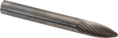 SGS Pro - 1/4" Cut Diam, 1/4" Shank Diam, Tree Head Single Cut Burr - Carbide, Point End, 5/8" LOC, 2" OAL - Apex Tool & Supply