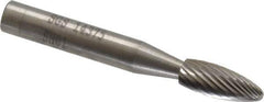 SGS Pro - 1/4" Cut Diam, 1/4" Shank Diam, Flame Head Single Cut Burr - Carbide, Radius End, 5/8" LOC, 2" OAL - Apex Tool & Supply