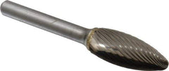 SGS Pro - 1/2" Cut Diam, 1/4" Shank Diam, Flame Head Single Cut Burr - Carbide, Radius End, 1-1/4" LOC - Apex Tool & Supply