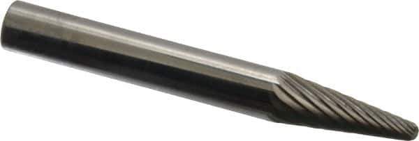 SGS Pro - 1/4" Cut Diam, 1/4" Shank Diam, Taper Head Single Cut Burr - Carbide, Radius End, 5/8" LOC - Apex Tool & Supply