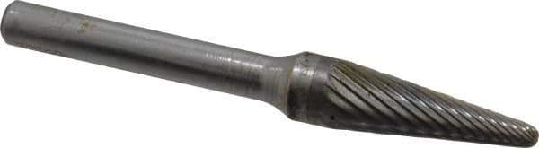 SGS Pro - 3/8" Cut Diam, 1/4" Shank Diam, Taper Head Single Cut Burr - Carbide, Radius End, 1-1/16" LOC - Apex Tool & Supply