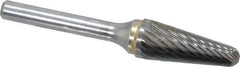 SGS Pro - 1/2" Cut Diam, 1/4" Shank Diam, Taper Head Single Cut Burr - Carbide, Radius End, 1-1/8" LOC - Apex Tool & Supply