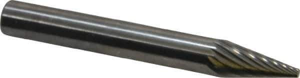 SGS Pro - 1/4" Cut Diam, 1/4" Shank Diam, Cone Head Single Cut Burr - Carbide, Point End, 1/2" LOC - Apex Tool & Supply