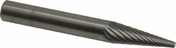 SGS Pro - 1/4" Cut Diam, 1/4" Shank Diam, Cone Head Single Cut Burr - Carbide, Point End, 3/4" LOC - Apex Tool & Supply