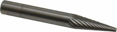 SGS Pro - 1/4" Cut Diam, 1/4" Shank Diam, Cone Head Single Cut Burr - Carbide, Point End, 3/4" LOC - Apex Tool & Supply