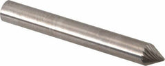 SGS Pro - 1/4" Cut Diam, 1/4" Shank Diam, Cone Head Single Cut Burr - Carbide, Point End, 3/16" LOC, 2" OAL - Apex Tool & Supply