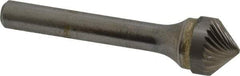 SGS Pro - 1/2" Cut Diam, 1/4" Shank Diam, Cone Head Single Cut Burr - Carbide, Point End, 1/4" LOC, 2" OAL - Apex Tool & Supply