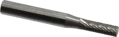 SGS Pro - 3/16" Cut Diam, 1/4" Shank Diam, Cylinder Head Double Cut Burr - Carbide, Flat End, 5/8" LOC, 2" OAL - Apex Tool & Supply