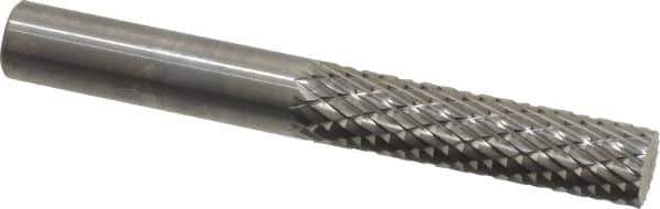 SGS Pro - 1/4" Cut Diam, 1/4" Shank Diam, Cylinder Head Double Cut Burr - Carbide, Flat End, 1" LOC, 2" OAL - Apex Tool & Supply