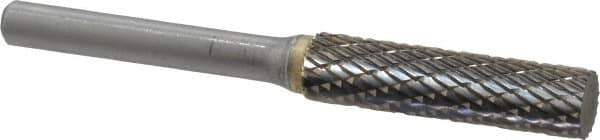 SGS Pro - 3/8" Cut Diam, 1/4" Shank Diam, Cylinder Head Double Cut Burr - Carbide, Flat End, 1-1/2" LOC - Apex Tool & Supply