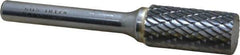 SGS Pro - 1/2" Cut Diam, 1/4" Shank Diam, Cylinder Head Double Cut Burr - Carbide, Flat End, 1" LOC, 2-3/4" OAL - Apex Tool & Supply