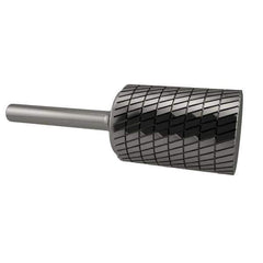 SGS Pro - 5/8" Cut Diam, 1/4" Shank Diam, Cylinder Head Double Cut Burr - Carbide, Flat End, 1" LOC, 2-3/4" OAL - Apex Tool & Supply