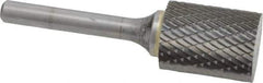 SGS Pro - 3/4" Cut Diam, 1/4" Shank Diam, Cylinder Head Double Cut Burr - Carbide, Flat End, 1" LOC, 2-3/4" OAL - Apex Tool & Supply