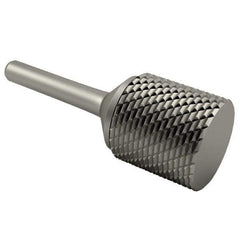 SGS Pro - 1" Cut Diam, 1/4" Shank Diam, Cylinder Head Double Cut Burr - Carbide, Flat End, 1" LOC, 2-3/4" OAL - Apex Tool & Supply