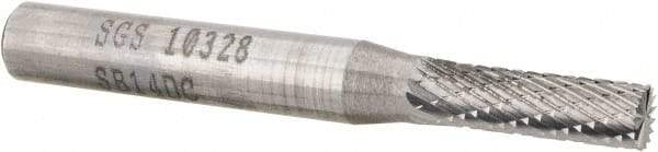 SGS Pro - 3/16" Cut Diam, 1/4" Shank Diam, Cylinder with End Cut Head Double Cut Burr - Carbide, End Cut End, 5/8" LOC, 2" OAL - Apex Tool & Supply