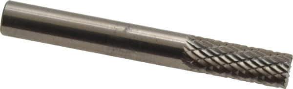 SGS Pro - 1/4" Cut Diam, 1/4" Shank Diam, Cylinder with End Cut Head Double Cut Burr - Carbide, End Cut End, 5/8" LOC, 2" OAL - Apex Tool & Supply