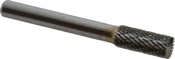 SGS Pro - 5/16" Cut Diam, 1/4" Shank Diam, Cylinder with End Cut Head Double Cut Burr - Carbide, End Cut End, 3/4" LOC, 2-1/2" OAL - Apex Tool & Supply