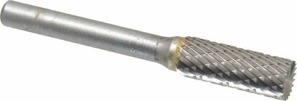 SGS Pro - 3/8" Cut Diam, 1/4" Shank Diam, Cylinder with End Cut Head Double Cut Burr - Carbide, End Cut End, 1" LOC - Apex Tool & Supply