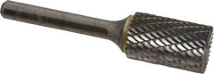 SGS Pro - 5/8" Cut Diam, 1/4" Shank Diam, Cylinder with End Cut Head Double Cut Burr - Carbide, End Cut End, 1" LOC, 2-3/4" OAL - Apex Tool & Supply