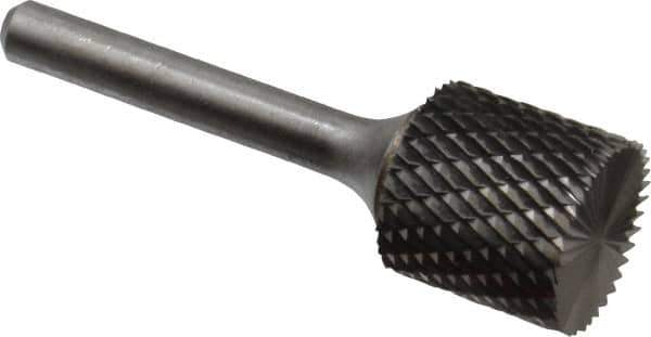 SGS Pro - 3/4" Cut Diam, 1/4" Shank Diam, Cylinder with End Cut Head Double Cut Burr - Carbide, End Cut End, 3/4" LOC, 2-1/2" OAL - Apex Tool & Supply