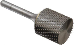 SGS Pro - 1" Cut Diam, 1/4" Shank Diam, Cylinder with End Cut Head Double Cut Burr - Carbide, End Cut End, 1" LOC, 2-3/4" OAL - Apex Tool & Supply