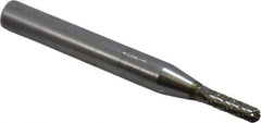 SGS Pro - 1/8" Cut Diam, 1/4" Shank Diam, Cylinder with Radius Head Double Cut Burr - Carbide, Radius End, 1/2" LOC - Apex Tool & Supply
