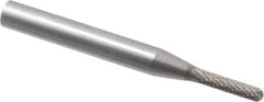 SGS Pro - 1/8" Cut Diam, 1/4" Shank Diam, Cylinder with Radius Head Double Cut Burr - Carbide, Radius End, 5/8" LOC - Apex Tool & Supply
