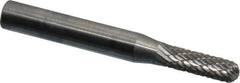 SGS Pro - 3/16" Cut Diam, 1/4" Shank Diam, Cylinder with Radius Head Double Cut Burr - Carbide, Radius End, 5/8" LOC - Apex Tool & Supply