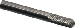 SGS Pro - 1/4" Cut Diam, 1/4" Shank Diam, Cylinder with Radius Head Double Cut Burr - Carbide, Radius End, 5/8" LOC, 2" OAL - Apex Tool & Supply
