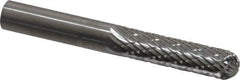 SGS Pro - 1/4" Cut Diam, 1/4" Shank Diam, Cylinder with Radius Head Double Cut Burr - Carbide, Radius End, 1" LOC, 2" OAL - Apex Tool & Supply