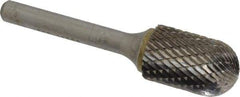 SGS Pro - 5/8" Cut Diam, 1/4" Shank Diam, Cylinder with Radius Head Double Cut Burr - Carbide, Radius End, 1" LOC, 2-3/4" OAL - Apex Tool & Supply