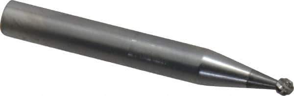 SGS Pro - 1/8" Cut Diam, 1/4" Shank Diam, Ball Head Double Cut Burr - Carbide, Radius End, 3/32" LOC - Apex Tool & Supply