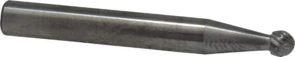 SGS Pro - 3/16" Cut Diam, 1/4" Shank Diam, Ball Head Double Cut Burr - Carbide, Radius End, 1/8" LOC - Apex Tool & Supply