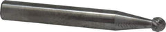 SGS Pro - 3/16" Cut Diam, 1/4" Shank Diam, Ball Head Double Cut Burr - Carbide, Radius End, 1/8" LOC - Apex Tool & Supply