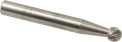 SGS Pro - 1/4" Cut Diam, 1/4" Shank Diam, Ball Head Double Cut Burr - Carbide, Radius End, 7/32" LOC - Apex Tool & Supply