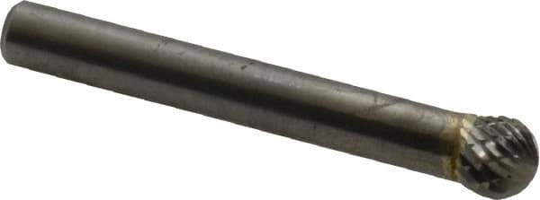 SGS Pro - 5/16" Cut Diam, 1/4" Shank Diam, Ball Head Double Cut Burr - Carbide, Radius End, 1/4" LOC - Apex Tool & Supply