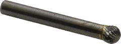 SGS Pro - 5/16" Cut Diam, 1/4" Shank Diam, Ball Head Double Cut Burr - Carbide, Radius End, 1/4" LOC - Apex Tool & Supply