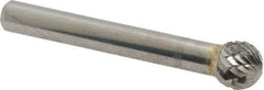 SGS Pro - 3/8" Cut Diam, 1/4" Shank Diam, Ball Head Double Cut Burr - Carbide, Radius End, 5/16" LOC - Apex Tool & Supply