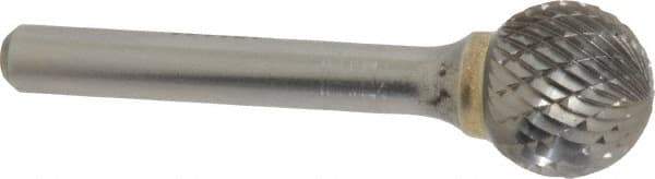 SGS Pro - 5/8" Cut Diam, 1/4" Shank Diam, Ball Head Double Cut Burr - Carbide, Radius End, 9/16" LOC - Apex Tool & Supply