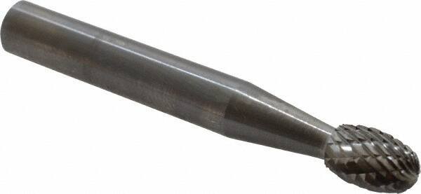 SGS Pro - 1/4" Cut Diam, 1/4" Shank Diam, Oval Head Double Cut Burr - Carbide, Radius End, 3/8" LOC - Apex Tool & Supply