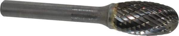 SGS Pro - 1/2" Cut Diam, 1/4" Shank Diam, Oval Head Double Cut Burr - Carbide, Radius End, 7/8" LOC - Apex Tool & Supply