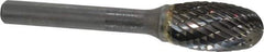 SGS Pro - 1/2" Cut Diam, 1/4" Shank Diam, Oval Head Double Cut Burr - Carbide, Radius End, 7/8" LOC - Apex Tool & Supply