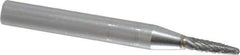 SGS Pro - 1/8" Cut Diam, 1/4" Shank Diam, Tree with Radius Head Double Cut Burr - Carbide, Radius End, 1/2" LOC - Apex Tool & Supply