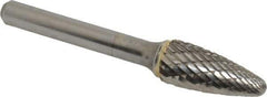 SGS Pro - 7/16" Cut Diam, 1/4" Shank Diam, Tree with Radius Head Double Cut Burr - Carbide, Radius End, 1" LOC - Apex Tool & Supply