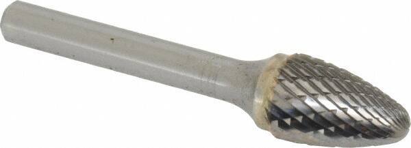 SGS Pro - 1/2" Cut Diam, 1/4" Shank Diam, Tree with Radius Head Double Cut Burr - Carbide, Radius End, 3/4" LOC - Apex Tool & Supply