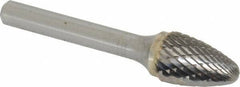 SGS Pro - 1/2" Cut Diam, 1/4" Shank Diam, Tree with Radius Head Double Cut Burr - Carbide, Radius End, 3/4" LOC - Apex Tool & Supply