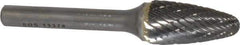 SGS Pro - 1/2" Cut Diam, 1/4" Shank Diam, Tree with Radius Head Double Cut Burr - Carbide, Radius End, 1" LOC - Apex Tool & Supply