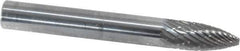 SGS Pro - 1/4" Cut Diam, 1/4" Shank Diam, Tree Head Double Cut Burr - Carbide, Point End, 5/8" LOC, 2" OAL - Apex Tool & Supply